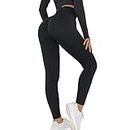 YUSUITGA Gym Leggings for Women Scrunch Bums Seamless High Waisted Butt Lift Sports Workout Yoga Pants (Black, Large)
