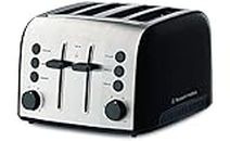 Russell Hobbs Brooklyn Toaster 4 Slice, RHT94BLK, Extra Wide Toasting Slots, High-Lift, Independent Browning Controls, Removable Crumb Trays, Black