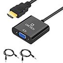 Live Tech HDMI to VGA with 1PC Audio Cable (Extra 1PC Free), Gold-Plated HDMI to VGA Adapter (Male to Female) for Computer, Laptop, HDTV, Xbox - [NOT for VGA to HDMI] (1 Year Warranty) (Black)