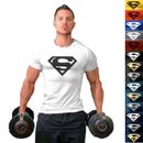 Men Superman Training Gym Fitness Cotton Sport Casual Bodybulding T-shirt Tee