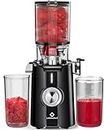 Rush Clear Masticating Juicer Machine, Cold Press Juicer with No-Prep 4.35"Feed Chute Fit Whole Fruits Vegetables Juicer Machine Easy to Clean, LINKchef Slow Juicer 42-Ounce Capacity, 200W,Black