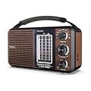 Audiocrazy AM FM Portable Radio Shortwave Radio with Bluetooth,Radio Plug in Wall or Battery Powered,Rechargeable Radio with Strong Recepiton,Headphone Jack,SD/USB Slot,Good for Home Seniors Elderly