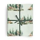 Woodland Scene Gift Wrap with Baby Woodland Animals by Wrap and Revel—Baby Shower Wrapping Paper Folded flat, 27 x 39 inches with Deer, Fox, Hedgehog, Bunny Rabbit, Mouse