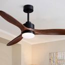 Wrought Studio™ Kahron 52.36" Dimmable Ceiling Fan w/ LED Lights, Solid Wood in Black/Red/White | 18.89 H x 52.36 W x 52.36 D in | Wayfair