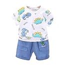 I.T T-Shirt and Short Set for Baby Boys & Baby Girls, Printed Half Sleeves Clothing Set for Kids (3-6 Months, White)