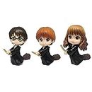 Tinion|| Harry Potter 3pc Set with Broom Action Figure Statue Doll Special Edition Action Figure for Car Dashboard, Decoration, Cake, Office Desk & Study Table (Pack of 3) (Height-8 cm)