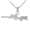 Fine 925 Sterling Silver Sniper Rifle with Scope Pendant Necklace