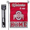 Ohio State Buckeyes Welcome to our Home Garden Flag with Stand Holder