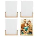 PYD Life 4 Pack Sublimation Night Lights Blanks LED Glass Photo Frames Panels White 6" x 8" with Warm Light,with Wood Stand for Heat Press Machine Printing