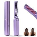 PAGALY Cordless Hair Straightener Brush, Portable Straightening Brush, Long-Life Battery with USB Rechargeable, Portable for Travel, Hot Comb Hair Straightener for Women