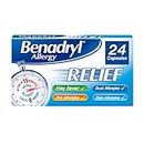 Benadryl Allergy Relief Capsules Fast-Acting Antihistamine Capsules Starts to Work in 15 Minutes Capsules, Mix, 24 Count