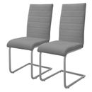 Juego de 2 sillas de imitación de cuero gris con respaldo alto silla ergonómica