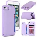 iCoverCase for iPhone SE(2022)/SE(2020) iPhone 7/8/6/6s Wallet Phone Case with Card Holder for Women Men, [RFID Blocking] Card Slots PU Leather Protective Wallet Case (Light Purple)