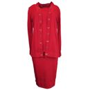 Leslie Fay Long Sleeve 3-Piece Sweater/Top/ Skirt Set, Size-S, Red