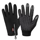 Aotlet Mens Gloves or Women Gloves Thermal Winter Christmas Cycling Gifts for men or women Waterproof Gloves Touch Screen Gloves Presents for him or her Warm Bike Accessories for Men or Ladies Black