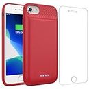 Feob Battery Case for iPhone 8/7/6s/6/SE (2022/2020),Powerful 7000mAh Strong Slim Portable Protective Charging Case,Rechargeable Extended Battery Charger Case for iPhone 8/7/6s/6/SE (2022/2020)-Red