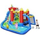 BOUNTECH Inflatable Water Slide, 7 in 1 Waterslide Park Bounce House for Kids Backyard Fun with Football Gate, Splash Pool, Blow up Water Slides Inflatables for Kids and Adults Outdoor Gifts Presents