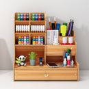 Office Desk Wooden Organizer Brush Storage Container Pen Pencil Holder DIY GIFT