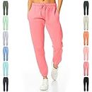 Light & Shade LSLPNT006 Women's Pastel & Brights Loungewear Sweatpants Joggers Jogging Pants Bottoms Pink