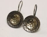 Silpada 925 Sterling Silver Two Tone Hammered Disc Earrings 17.8mm 5 Grams W1367