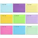 9 Pack to Do List Sticky Notes, Assorted Colors Lined Notepad, Self Stick Note Pads Adhesive Memo for Planner Reminder, Studying, Home Office Supplies (3 x 4 Inch)