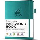 Clever Fox Password Book with alphabetical tabs. Internet Address Organizer Logbook. Small Pocket Password Keeper for Website Logins (Aquamarine)