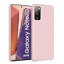 LIRAMARK Liquid Silicone Soft Back Cover Case for Samsung Galaxy Note 20 (Pink)
