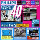 Philips 40" Class FHD (1080p) Roku Smart LED TV (40PFL6533/F7) with Remote&Stand