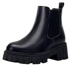 Jeossy Women's 9620 Chelsea Ankle Boots | Fashion Lug Sole Platform Elastic Slip-on Booties, Chelsea Lug Sole-9620-black, 9
