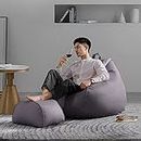 Swiner 4XL Bean Bag Chair & Puff Stool Ready to Use with Beans (Faux Leather) (Grey - XXXXL)