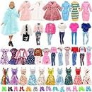 BARWA 25 Pack Doll Clothes and Accessories Handmade Including 1 Winter Coat 2 Sweater 1 Trousers Sets 3 Fashion Dresses 3 Outfits Tops and Pants 5 Mini Party Skirt and 10 Shoes for 11.5 Inch Dolls