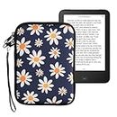 kwmobile Neoprene e-Reader Pouch Size 6" eReader - Universal eBook Sleeve Case with Zipper, Wrist Strap - Blue/White/Yellow