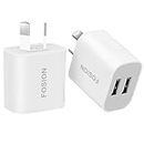 FOSION USB Wall Charger Dual Port AU Plug 2Pack 5V/2.1A USB Charger Plug Power Adapter Compatible with iPhone Xs/X / 8/8 Plus / 7 / 6S / 6S Plus, Samsung Galaxy S7/S6/S5, HTC, Kindle