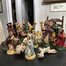 Vintage Nativity Set Ceramic Atlantic Mold 19 Pieces Colorful Christmas Classic