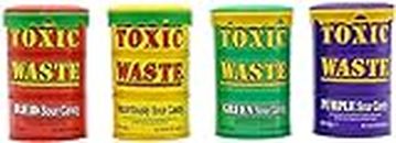 Halloween Sweets, Candy Mix - Toxic Waste Sour Candy Drum Mix - Pack of 4 Different Flavours for Halloween Trick or Treat