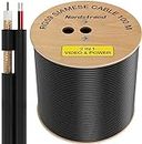 Nordstrand RG59 Siamese Cable 100 M - Coaxial CCTV Video & Power Cable - Combo Coax 0.81 mm Security Camera Wire - Direct Burial - Outdoor & Indoor RG59 Cable