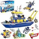 WishaLife City Ocean Exploration Ship Building Kit, Includes Helicopter, Submarine, Coral Reef, Kyanite, Shark, Octopus, Oceans Exploration -Inspired Ocean Toy for Kids Aged 6 and up (797 Pieces)
