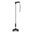 Kds Surgical 4 Leg Crome PVC Base Height Adjustable Men/Women/Old Age People Walking Stick (Black)