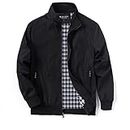 URBANFIND Men's Sports Shell Jacket Lightweight Windbreaker Outdoor Recreation Coat, Black, Large