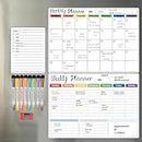 Dry Erase Calendar Kit- Magnetic Calendar for Refrigerator - Monthly Fridge Calendar Whiteboard with Extra-Thick Magnet Included Fine Point Marker & Eraser (MONTHLY AND WEEKLY AND DAILY)