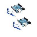 RoboElectrixx UNO R3 ATmega328P CH340 Development Board Compatible Ar-duino UNO R3 Ar-duino IDE Develope Kit Microcontroller with USB Cable Straight Pin Header 2.54mm Pitch Robot Parts (Piece-2)