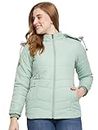 CAMEY Women Regular Fit Hodded Bomber Jacket For Winter Wear (L, C.Mint)