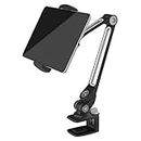 ZenCT Tablet Stand Clamp Mount Holder, Adjustable Metal Stand for iPad or Android Devices 4.7-12.9 Inches - Black