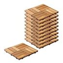 Sharpex Deck Tiles with Interlocking | 10 Piece Teak Wood Floor Decking Water Resistant Tile for Balcony, Terrace, Garden, Poolside | Quick Flooring Solution for Indoor/Outdoor (Brown, 10 Piece)
