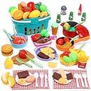 cute stone Cooking Toys for Kids Kitchen Playset, Kids Pots and Pans Set with Play Food and Storage Basket, Play Kitchen Accessories Toys, Toddler Cooking Set, Learning Kitchen Toy Gift for Girls Boys