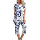 My Orders Placed Recently by Me On Amazon Womens 2 Piece Lounge Sets Pajama Sleep Matching Outfits Floral Print Short Sleeve Top with Capri Pants Sleepwear