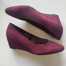 Papaya Comfort Womens Shoes Burgundy/Plum Faux Suede Wedge Heels Ladies Size 5