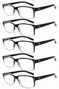 Eyekepper 5-pack Spring Hinges Vintage Reading Glasses Men Readers Black-clear Frame +2.0