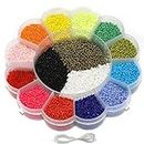 Beadsnfashion Seed Beads Neon & Opaque Diy Kit For Jewellery Making, Beading, Arts & Embroidery (15 Colors) (Size:11/0-2.0 Mm)