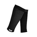 KUE Compression Calf Sleeve | Men & Women|Gym, Cycling, Sports & Fitness|Calf Support, Blood Circulation, Swelling, Shin Splints, Varicose Veins, Recovery|Single Pair|Black-S/M